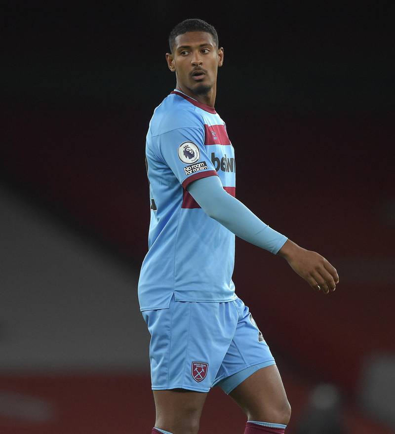 LONDON, ENGLAND - SEPTEMBER 19:  Sebastien Haller of West Ham United in action during the Premier League match between Arsenal and West Ham United at Emirates Stadium on September 19, 2020 in London, United Kingdom.  (Photo by Arfa Griffiths/West Ham United FC via Getty Images)