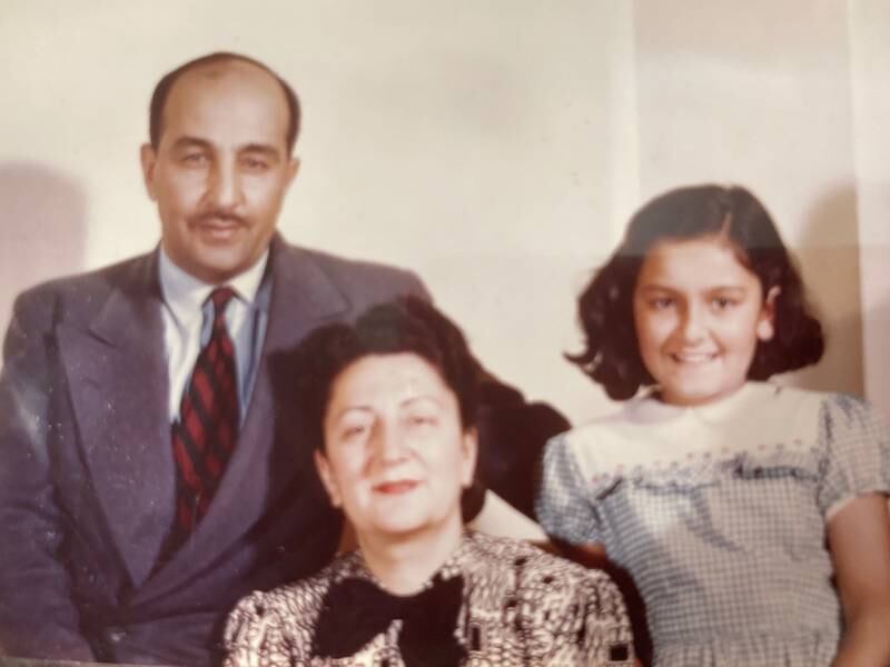 Madiha Umar, her husband Yassin and daughter Hala in the 1940s in Washington. Photo: Dara Kittani