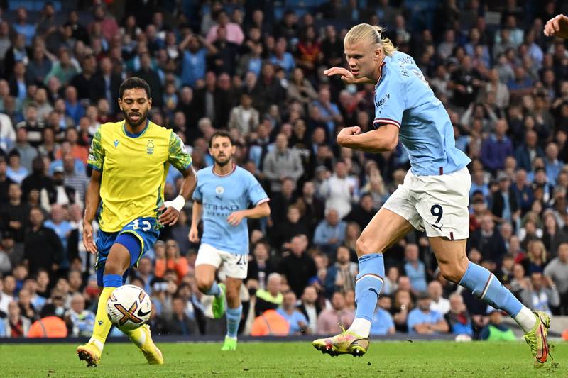 Manchester City 6 (Haaland 12', 23', 38', Cancelo 50', Alvarez 65', 87') Nottingham Forest 0: The relentless Erling Haaland scored a second hat-trick on the trot as champions City put newly-promoted Forest to the sword at the Etihad Stadium. "What Haaland wants is to win titles," said City manager Pep Guardiola. "Knowing him, he would not be happy to break records if we don't win titles." AFP