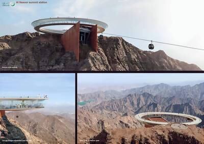 Designs include a 5.4-kilometre cable car system, a sustainable waterfall attraction, an international hotel and new hiking tracks up to Jabal Umm Al Nusour – Dubai's highest peak at 1,300 metres. Courtesy Twitter / @HHShkMohd