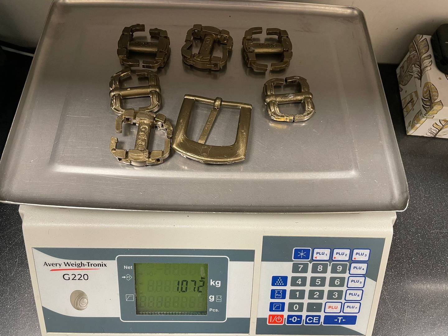 Two passengers were caught trying to smuggle buckles made out of pure gold into Dubai. Photo: Dubai Customs