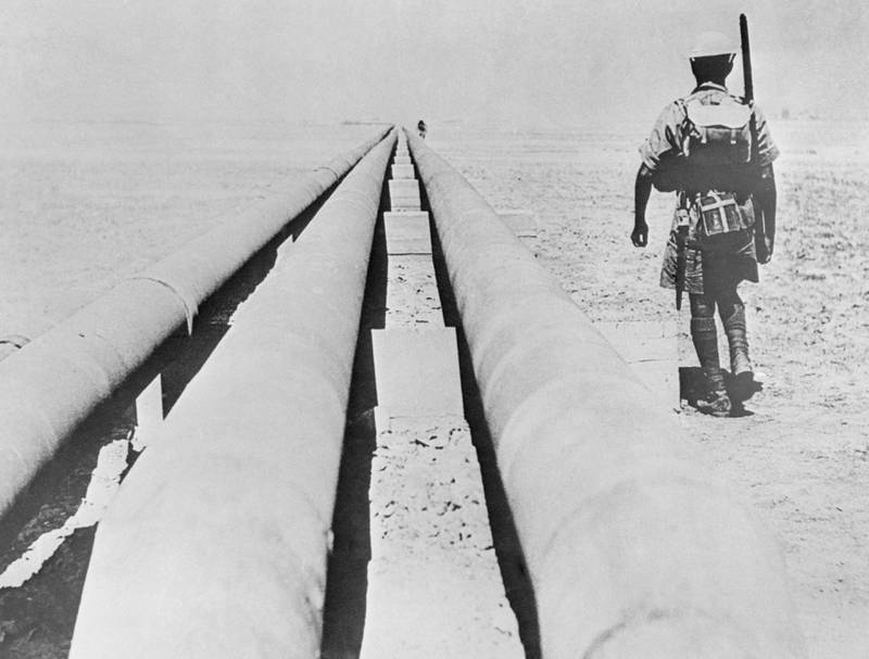 An Indian rifleman guards a pipeline after the operation. Getty Images