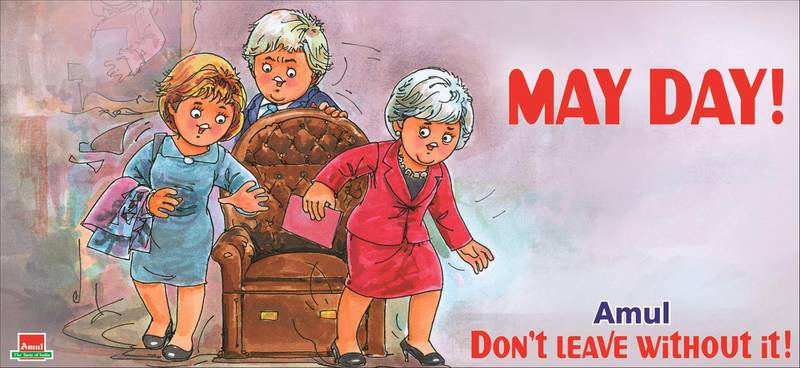Amul marked the day former British prime minister Theresa May announced her resignation. Courtesy Amul / daCunha Communications