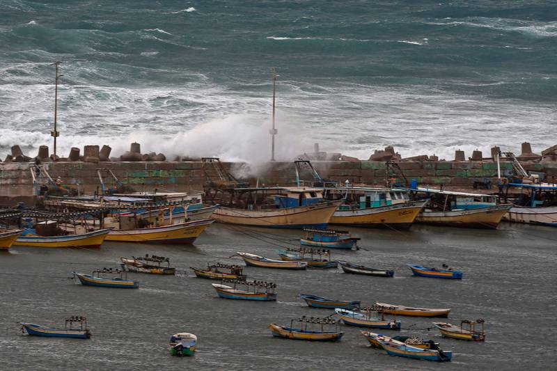 The Gaza city seaport during a winter storm. AFP