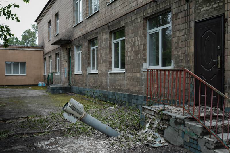 This rocket landed at the backdoor of a kindergarten where seven people have been sheltering in the basement for more than two months, in Lysychansk, eastern Ukraine. AFP