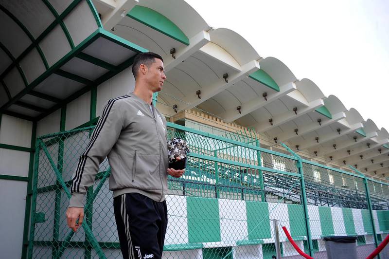 Cristiano Ronaldo arrives at the session. Getty Images