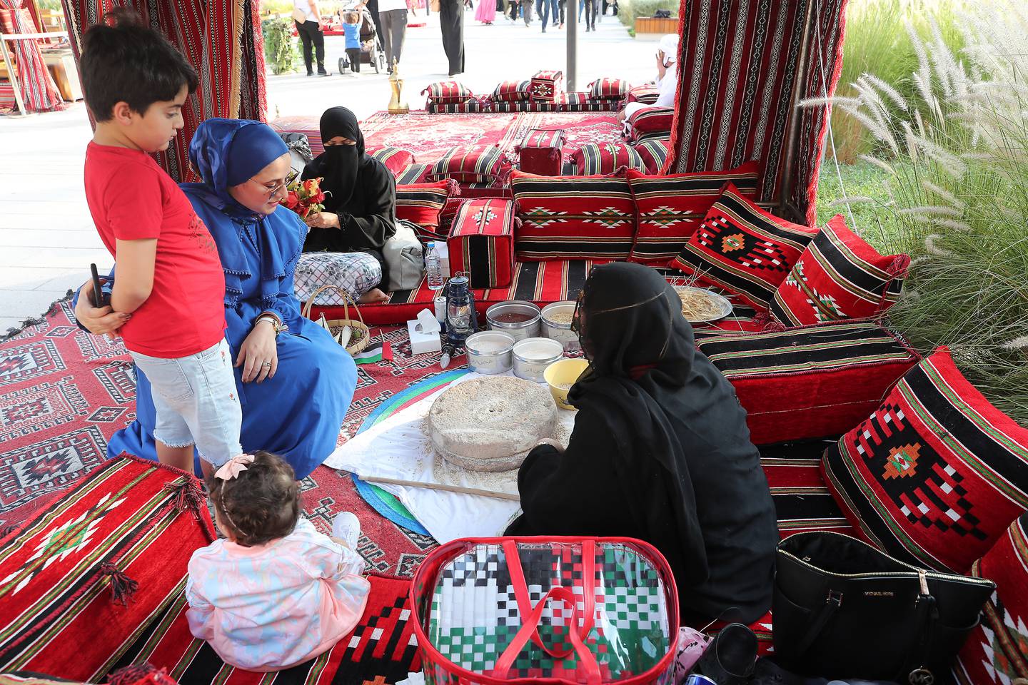 A traditional majlis set up at Expo City. Pawan Singh / The National