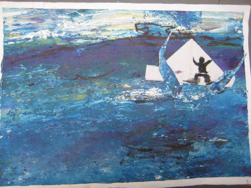 'We might all be in the same storm but we are not in the same boat' is an image created in one of Hephzibah Kaplan's art therapy sessions during the pandemic. Courtesy H. Kaplan, London Art Therapy Centre