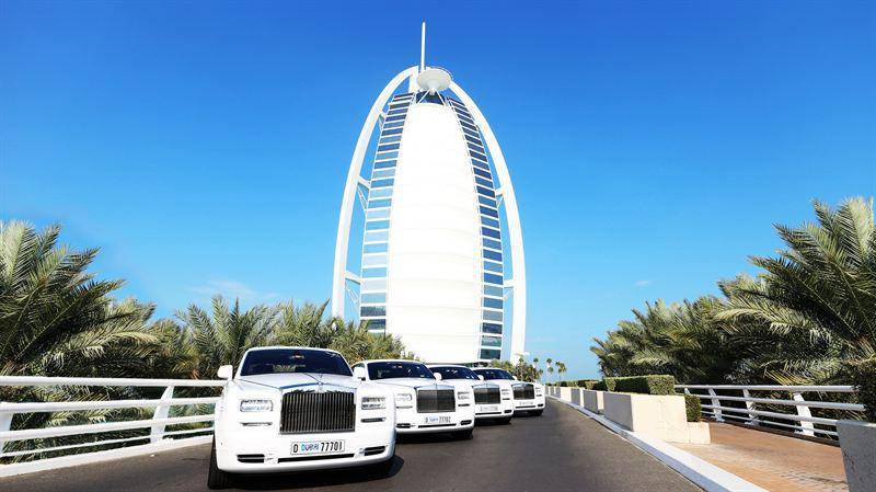 Burj Al Arab has added four bespoke Rolls-Royce Phantom Series II cars to its fleet. Courtesy Jumeirah Group