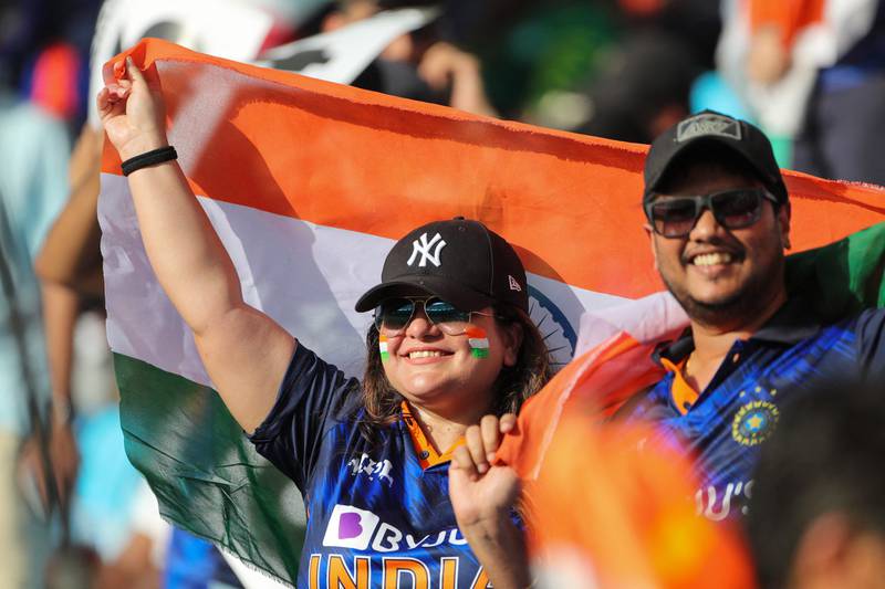 India fans get ready for the start. AFP