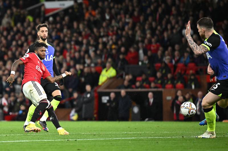 Fred opens the scoring at Old Trafford. AFP
