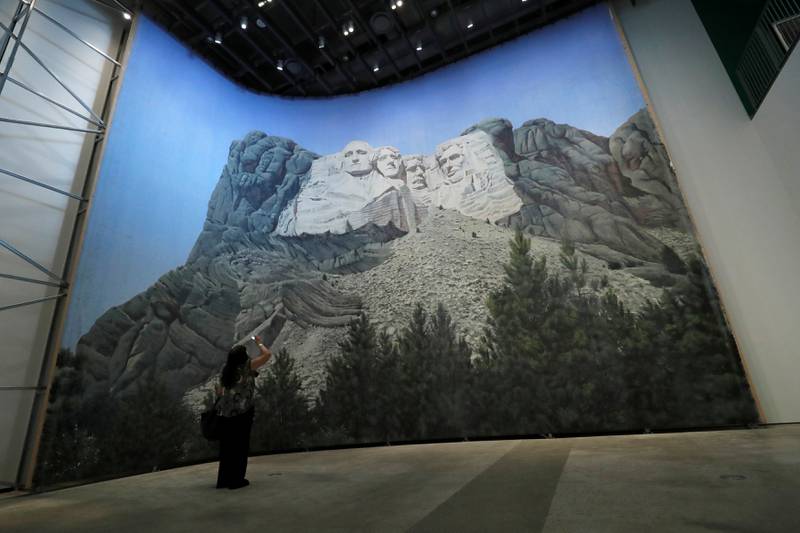 A backdrop painting of Mt.  Rushmore used in the film 'North by Northwest'. Reuters