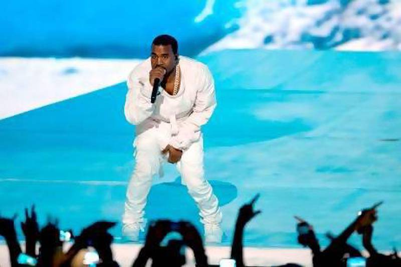 Kanye West on stage at the HMM stadium in Amsterdam earlier this year. Ferdy Damman / EPA