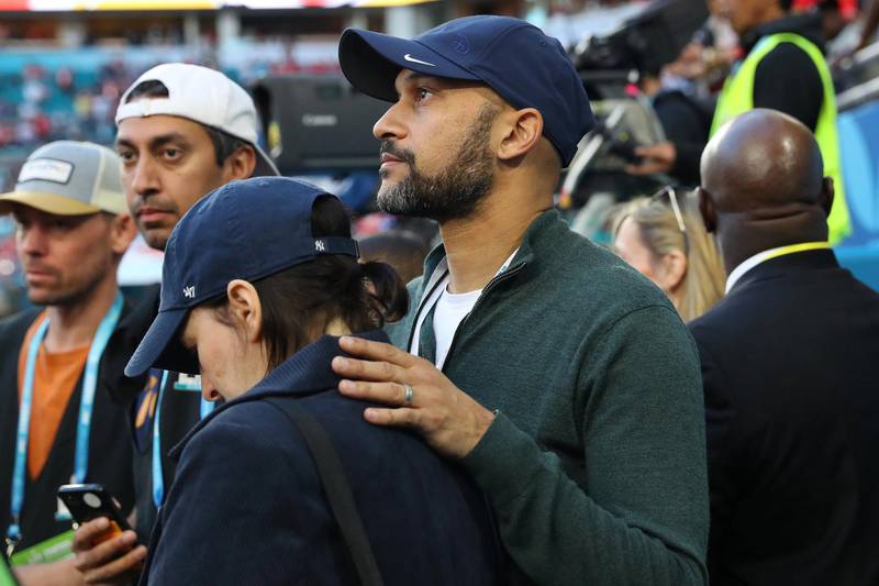 MIAMI, FLORIDA - FEBRUARY 02: Actor Keegan-Michael Key looks on prior to Super Bowl LIV between the San Francisco 49ers and the Kansas City Chiefs at Hard Rock Stadium on February 02, 2020 in Miami, Florida.   Maddie Meyer/Getty Images/AFP