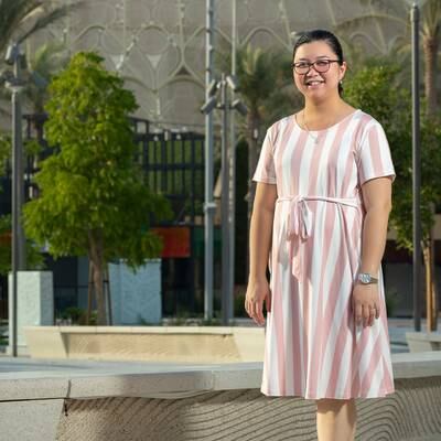 Dominique Villafuerte says her daughter can live a normal life after the Ministry of Health and Prevention paid for her cochlear implants. Photo: Expo 2020 Dubai