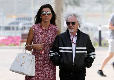 Bernie Ecclestone and wife Fabiana Flosi before the race. Reuters