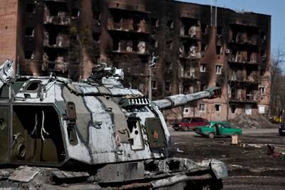 A damaged Russian artillery tank is seen, amid Russia's invasion of Ukraine, in Trostianets, Sumy region, Ukraine. Reuters