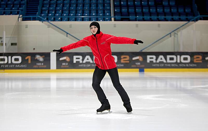 4-April-2012, Abu Dhabi Ice Rank, Abu Dhabi

Zahra Lari, a 17-year-old Emirati from Abu Dhabi is making history by becoming the first ever figure skater from the UAE to compete in an international competition. Fatima Al Marzooqi/ The National
