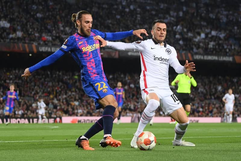 Oscar Mingueza – 4. Kostic’s shot went through his legs for the Germans’ third goal on 68 – and with that Barca’s hopes of staying in the Europa League. Nightmare. But not for Kostic who has scored and assisted in two games this season – away to Barcelona and Bayern. Getty