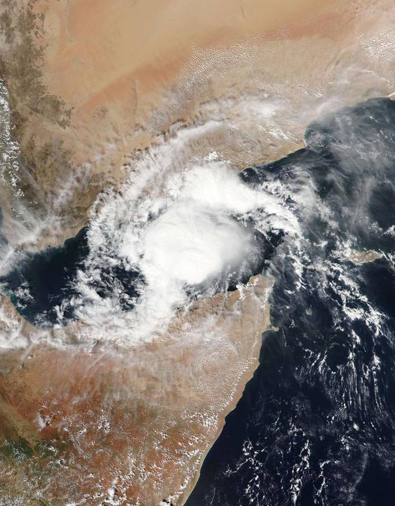 This November 9, 2015 Nasa satellite photo shows Tropical Cyclone Megh in the Gulf of Aden. Nasa handout/AFP Photo