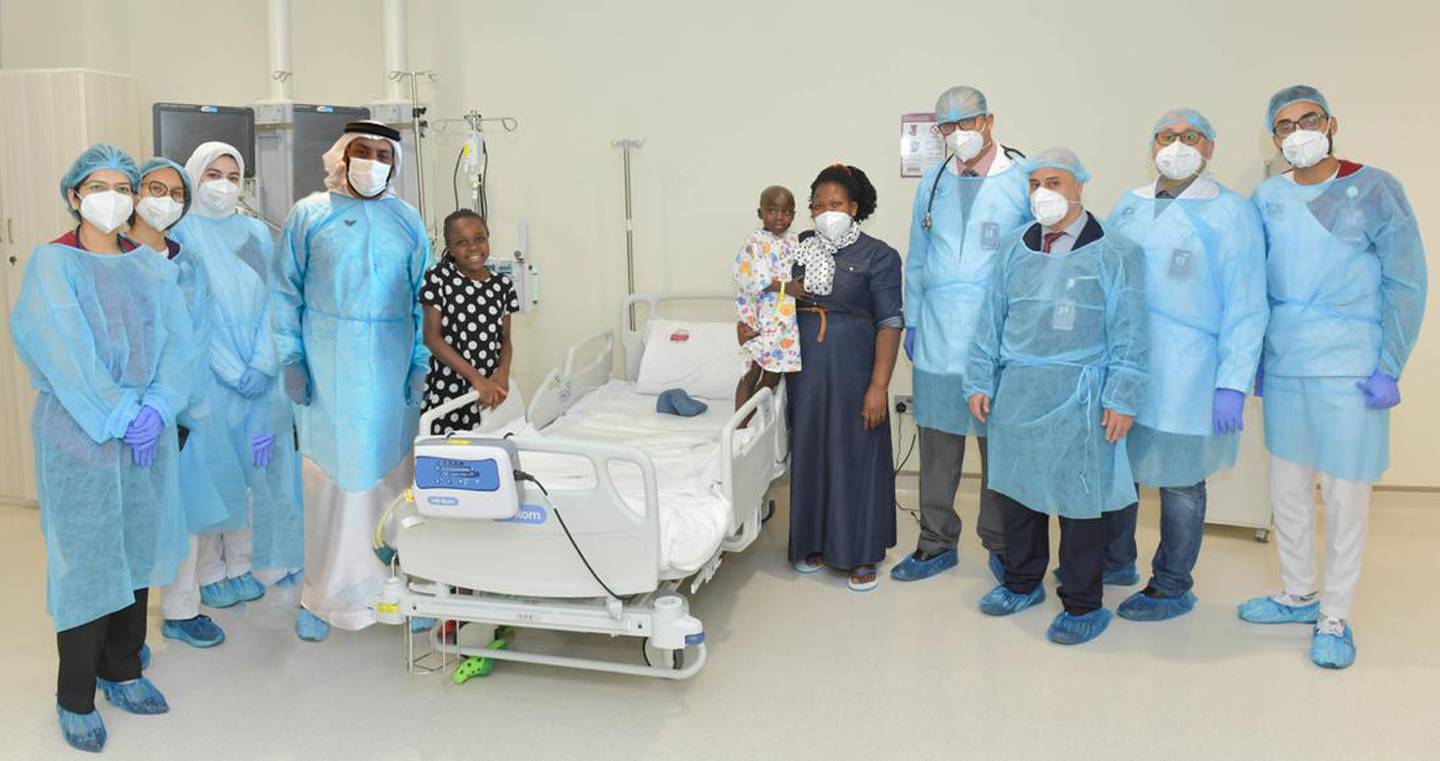 Burjeel Medical City’s bone marrow transplant unit performed the complex and specialised procedure using a matched sibling transplant treatment that involved Jordana, 5, from Uganda receiving healthy stem cells from her sister Jolina, 10. Photo: Burjeel Medical City