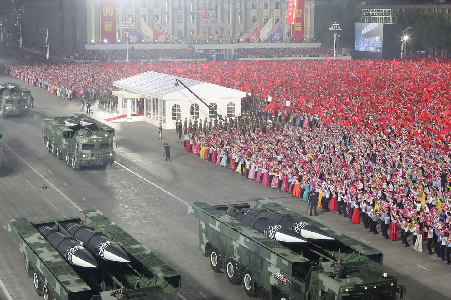 North Korea displays ICBMs at huge parade