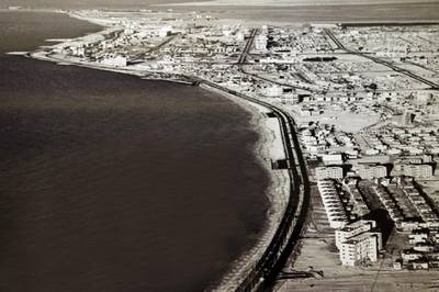 ABU DHABI, UNITED ARAB EMIRATES - - -  April 24, 2013 ---  Abu Dhabi archival photos from British Embassy. Aerial view, 1970.   ( DELORES JOHNSON / The National ) *** Local Caption ***  DJ-2404-ADArchivalPics-020.jpg