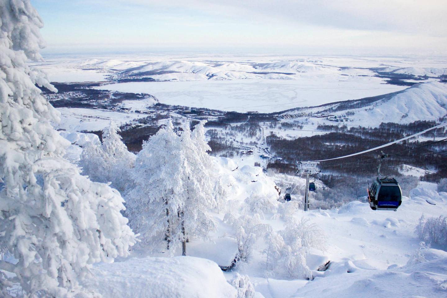 PD4HWE Winter landscape, snowy Ural mountains in cloudy day, Russia. Image shot 12/2014. Exact date unknown.