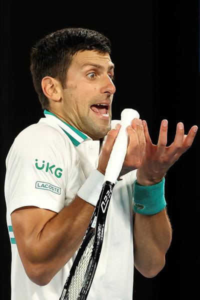 An exasperated Novak Djokovic in Melbourne. AFP