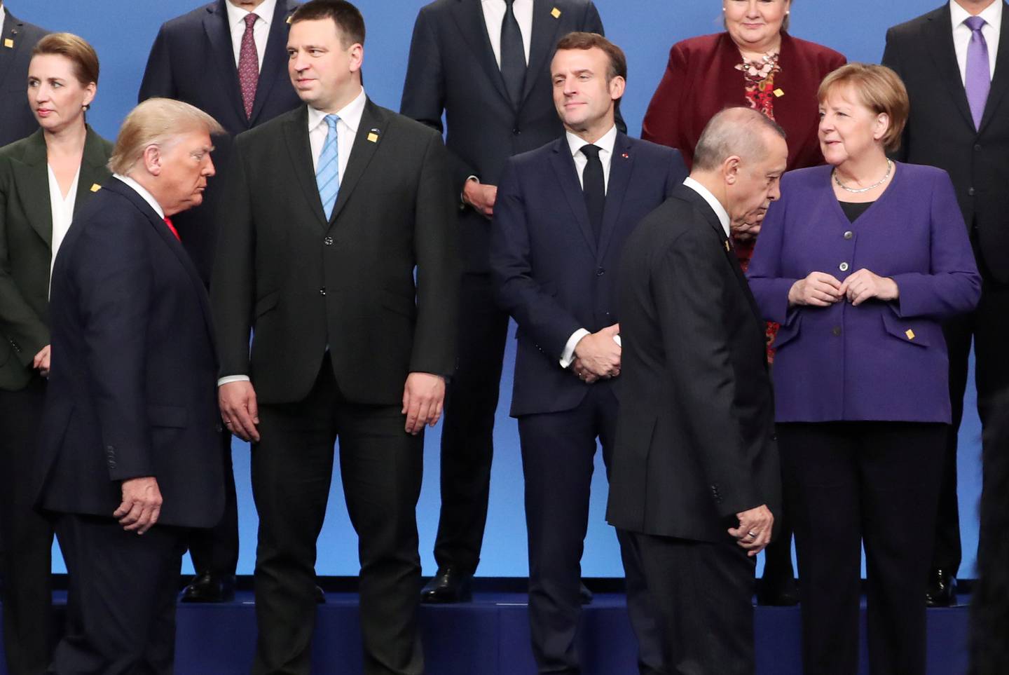 Germany's Chancellor Angela Merkel, Turkey's President President Tayyip Erdogan, U.S. President Donald Trump and France's President Emmanuel Macron during the photo opportunity at the NATO leaders summit in Watford, Britain December 4, 2019. REUTERS/Yves Herman     TPX IMAGES OF THE DAY