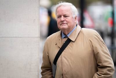 Conservative MP Bob Stewart arrives at Westminster Magistrates' Court for his trial. PA