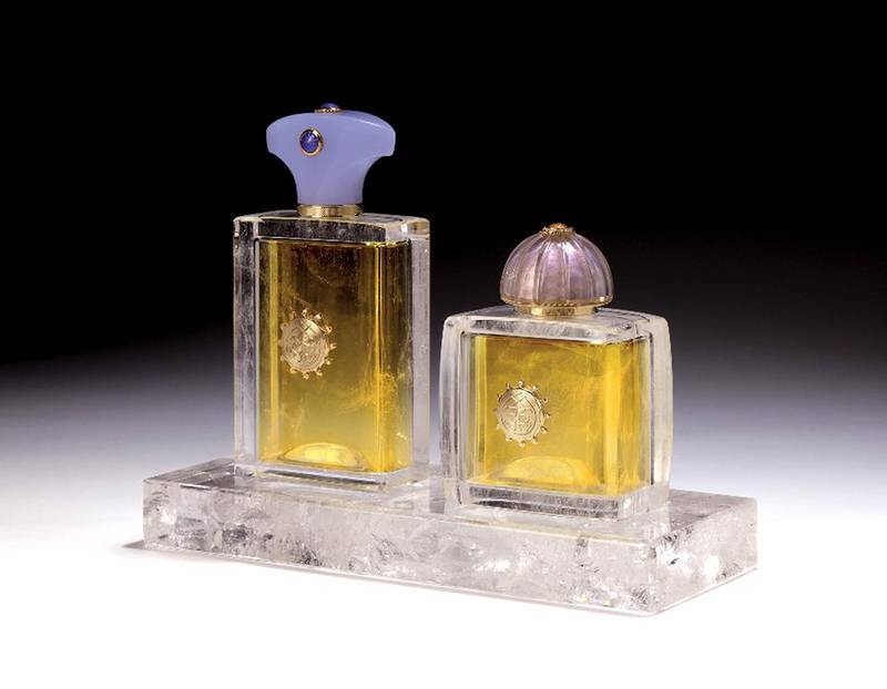 Amouage Crystal Rock perfume in hand-sculpted bottles. Courtesy Masters of Fragrance
