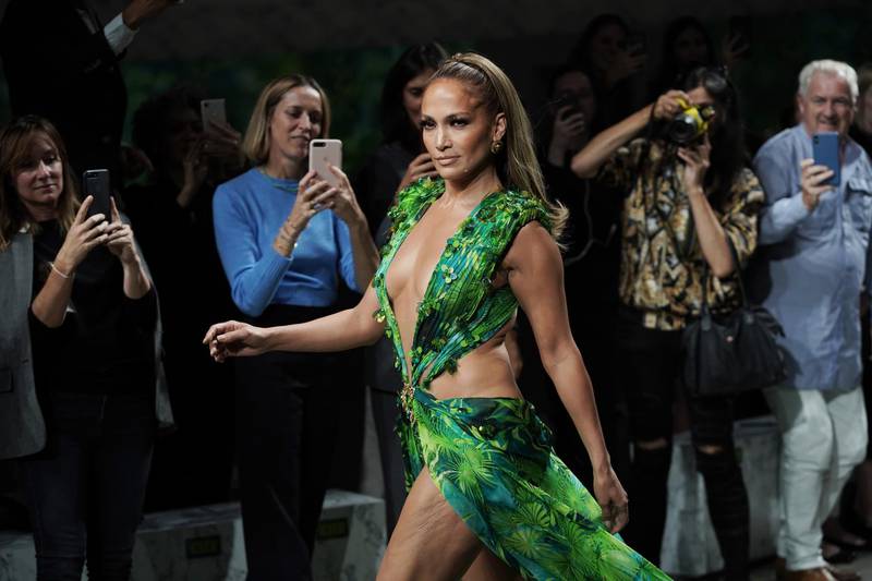 MILAN, ITALY - SEPTEMBER 20: Jennifer Lopez walks the runway at the Versace show during the Milan Fashion Week Spring/Summer 2020 on September 20, 2019 in Milan, Italy. (Photo by Vittorio Zunino Celotto/Getty Images)
