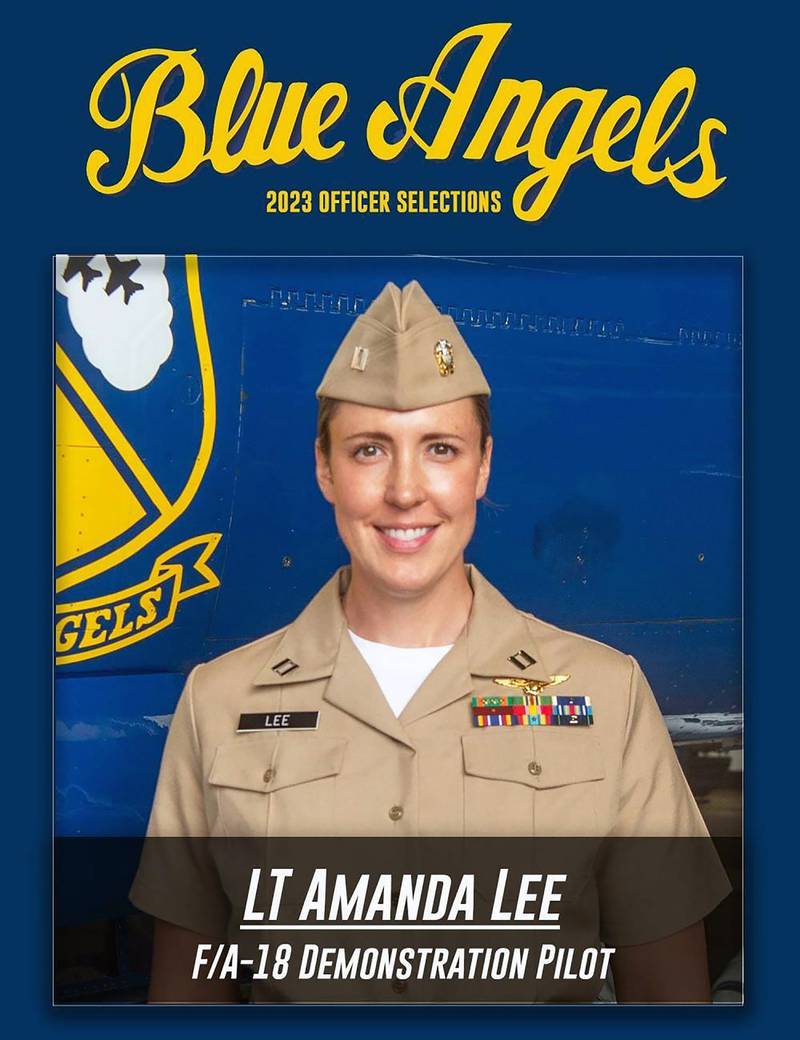 Lieutenant Amanda Lee, the first demonstration pilot for the 'Gladiators' of Strike Fighter Squadron 106 in the Blue Angels. Photo: US Navy via AP