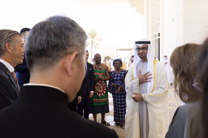 Sheikh Mohamed speaks with newly appointed ambassadors.
Ryan Carter / UAE Presidential Court 