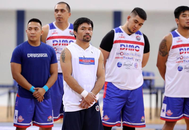 Dubai, United Arab Emirates - September 28, 2019: Dubai Invasion 2019, MPBL event, headlined by Manny Pacquiao in an All Star game. Saturday the 28th of September 2019. Hamden Sports Complex, Dubai. Chris Whiteoak / The National