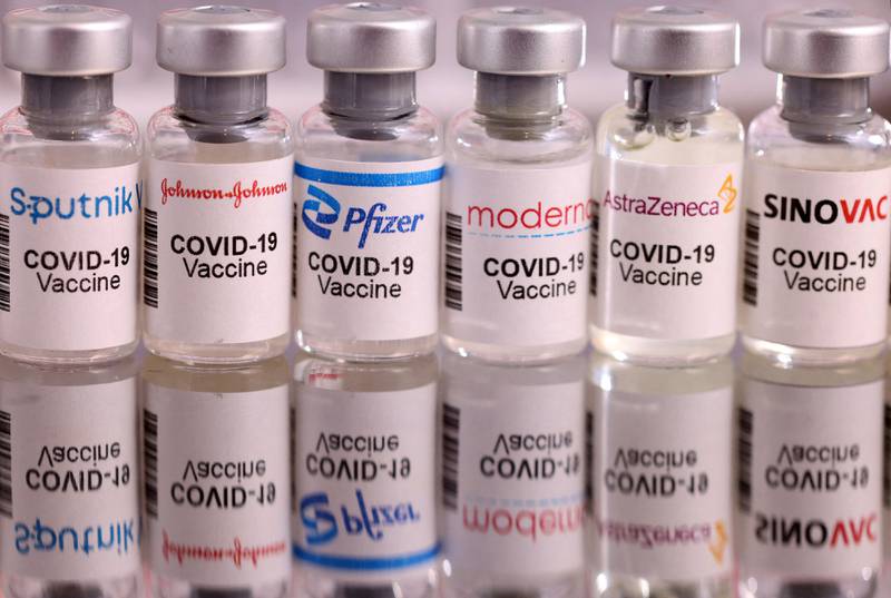 Vials of Covid-19 vaccine from a range of manufacturers. Reuters