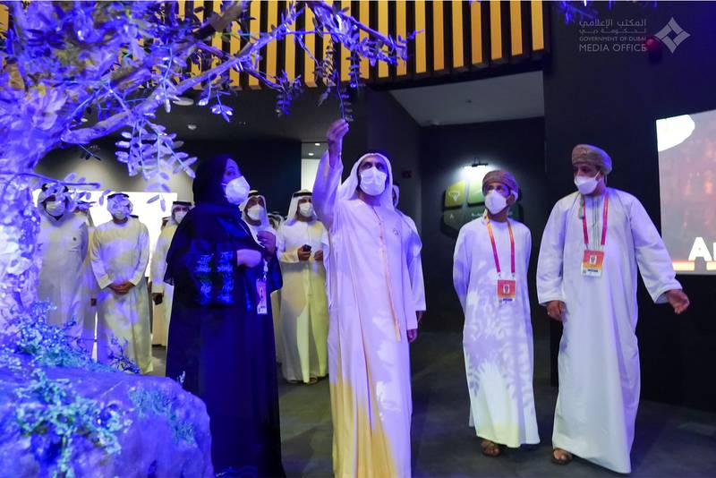 Sheikh Mohammed bin Rashid, Vice President and Prime Minister, and Ruler of Dubai, tours Oman’s pavilion at Expo 2020 Dubai. All photos: Dubai Media Office