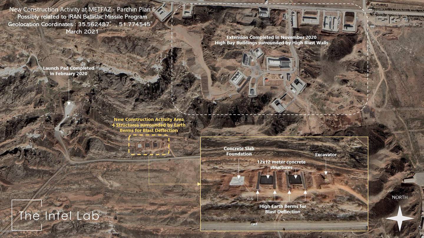 The Parchin Military Complex - March 4th 2021, Imagery courtesy Maxar Technologies via Google Earth, Infographics courtesy of The Intel Lab