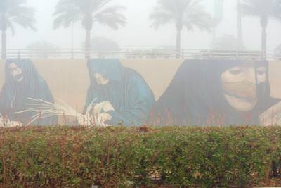 Abu Dhabi, United Arab Emirates, January 19, 2021.   Fog along the E10 highway Abu Dhabi.Victor Besa/The National Section:  NA/Weather