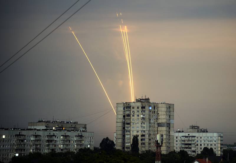 Russian rockets fired from the Belgorod region reach Kharkiv in Ukraine. AP
