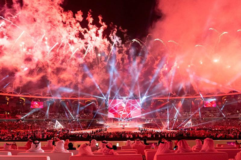 ABU DHABI, UNITED ARAB EMIRATES - March 21, 2019: Performers participate during the closing ceremony of the Special Olympics World Games Abu Dhabi 2019, at Zayed Sports City.

( Rashed Al Mansoori / Ministry of Presidential Affairs )
---