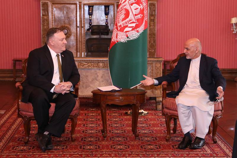 US Secretary of State Mike Pompeo, meets Ashraf Ghani at the presidential palace in Kabul, Afghanistan. EPA