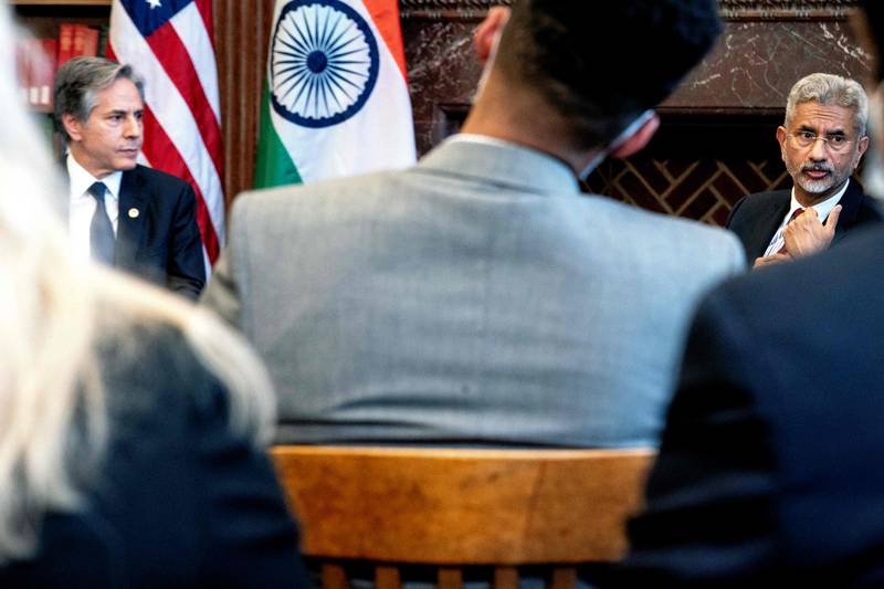 US Secretary of State Antony Blinken and Indian External Affairs Minister Subrahmanyam Jaishankar host a US-India higher education dialogue in Washington last April. AFP