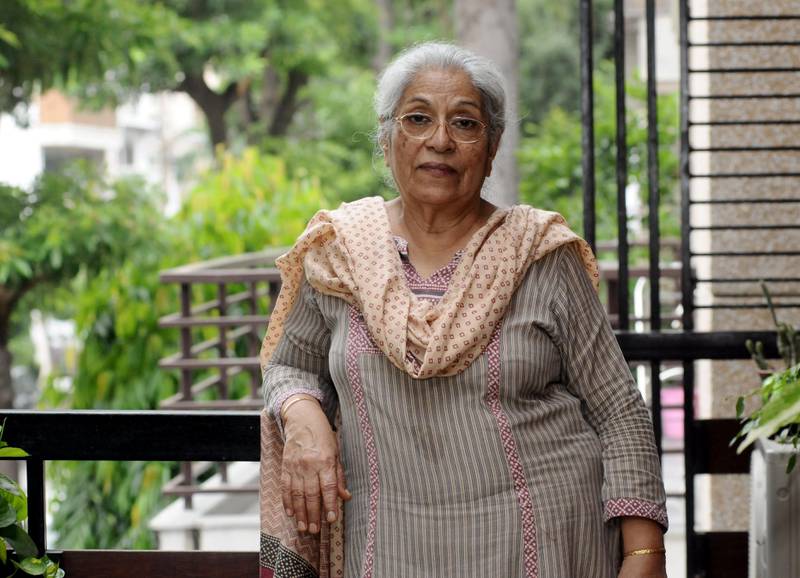 Shashi Talwar poses at her house in New Delhi, India, Wednesday, August 9, 2017.