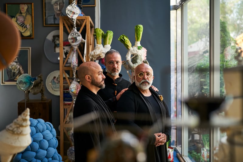 Ramin Haerizadeh, Rokni Haerizadeh and Hesam Rahmanian are key figures in the UAE art community. Photo: Sebastian Boettcher