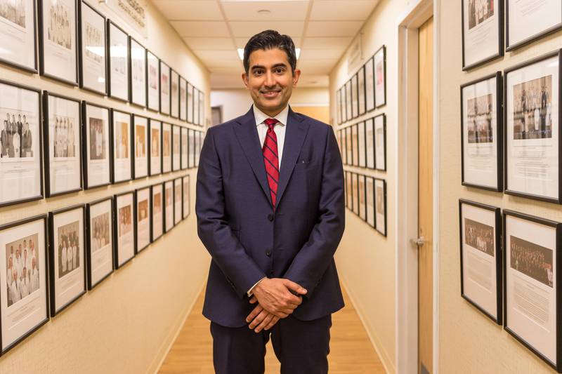 Orthopedic surgeon Dr. Danyal H. Nawabi at his Upper East Side office in New York, New York, on Wednesday, June 21, 2017. Dr. Nawabi completed his medical training at Oxford University in England and residency in orthopedic surgery on the prestigious Percivall Pott Rotation in London, training at the Royal National Orthopaedic and the Royal London Hospitals. (Bill Kotsatos / for The National)  for Rob Crilly story. *** Local Caption ***  nawabi_kotsatos-16.jpg
