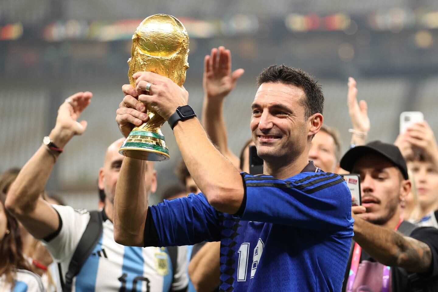 Argentina manager Lionel Scaloni after winning the World Cup. Getty