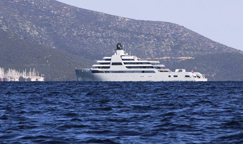 The luxury yacht 'Solaris' near the Aegean coastal resort of Bodrum in Turkey. AP