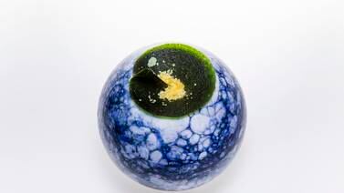 Candied green chutney is served on a bubble of yoghurt in Indian chef Gaggan Anand's fine-dining restaurant in Bangkok. Photo: Gaggan Anand